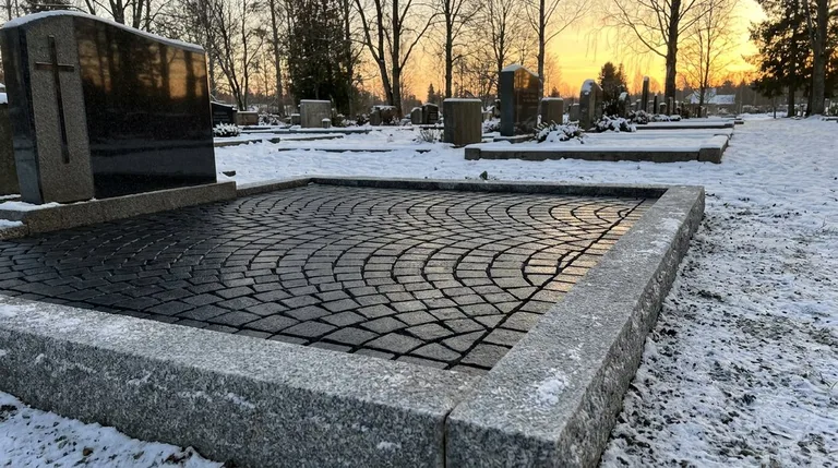 Гранитная брусчатка на могильном участке, образец ПМ005 в Салехарде