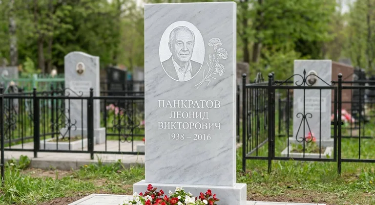 Памятник с гравировкой гвоздик — выполненная работа «Панкратов» в Салехарде