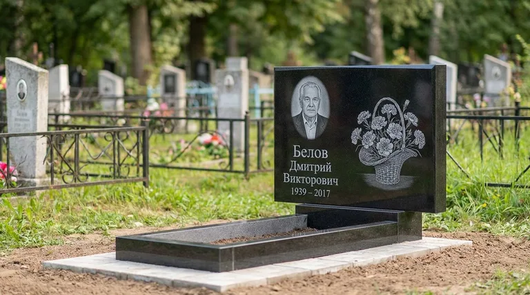 Памятник с гравировкой гвоздик — выполненная работа «Белов» в Салехарде