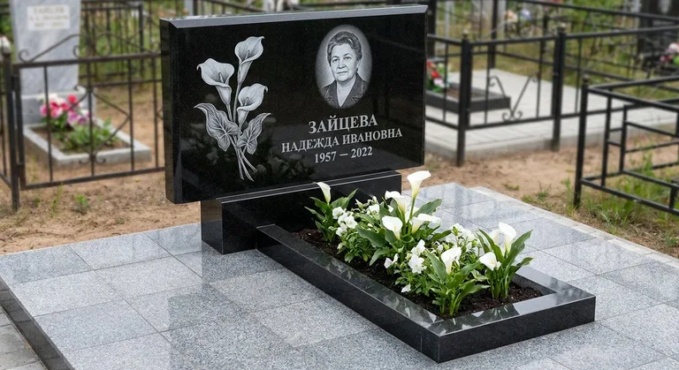 Памятник с гравировкой калл — выполненная работа «Зайцева» в Салехарде