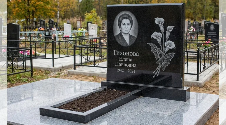 Памятник с гравировкой калл — выполненная работа «Тихонова» в Салехарде