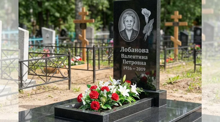 Памятник с гравировкой калл — выполненная работа «Лобанова» в Салехарде