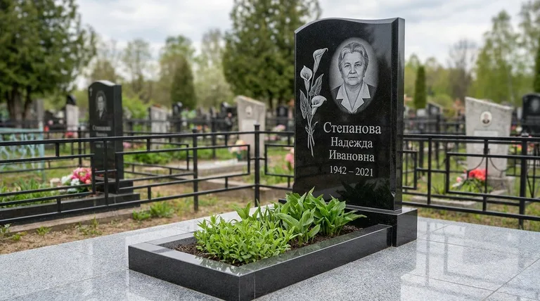 Памятник с гравировкой калл — выполненная работа «Степанова» в Салехарде