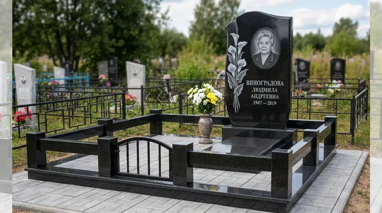 Памятник с гравировкой калл — выполненная работа «Виноградова» в Салехарде