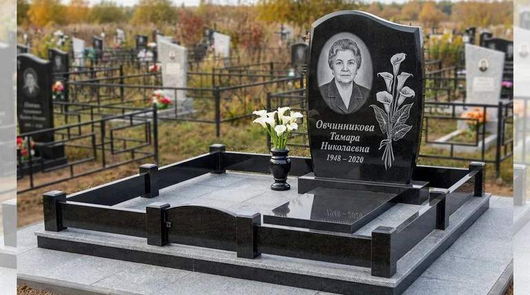 Памятник с гравировкой калл — выполненная работа «Овчинникова» в Салехарде