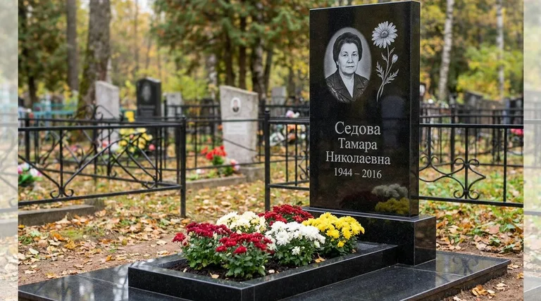 Памятник с гравировкой ромашек — выполненная работа «Седова» в Салехарде