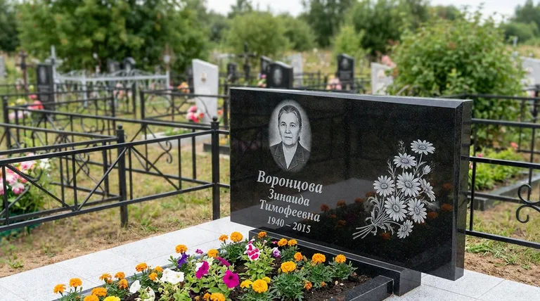 Памятник с гравировкой ромашек — выполненная работа «Воронцова» в Салехарде