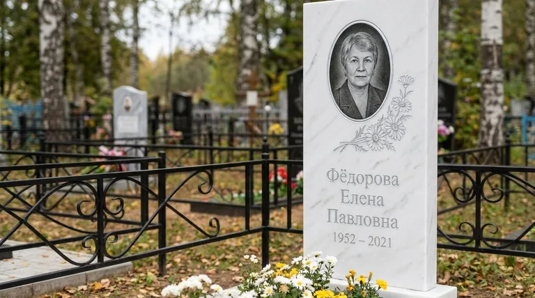 Памятник с гравировкой ромашек — выполненная работа «Фёдорова» в Салехарде