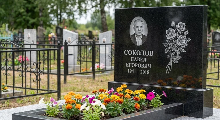 Гравировка роз на памятник в Салехарде — пример работы на граните