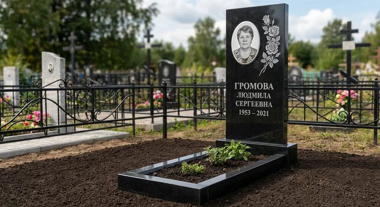Памятник с гравировкой роз — выполненная работа «Громова» в Салехарде