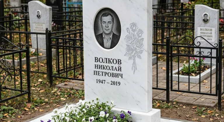 Памятник с гравировкой роз — выполненная работа «Волков» в Салехарде