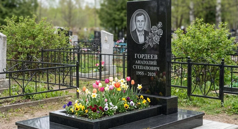Памятник с гравировкой роз — выполненная работа «Гордеев» в Салехарде