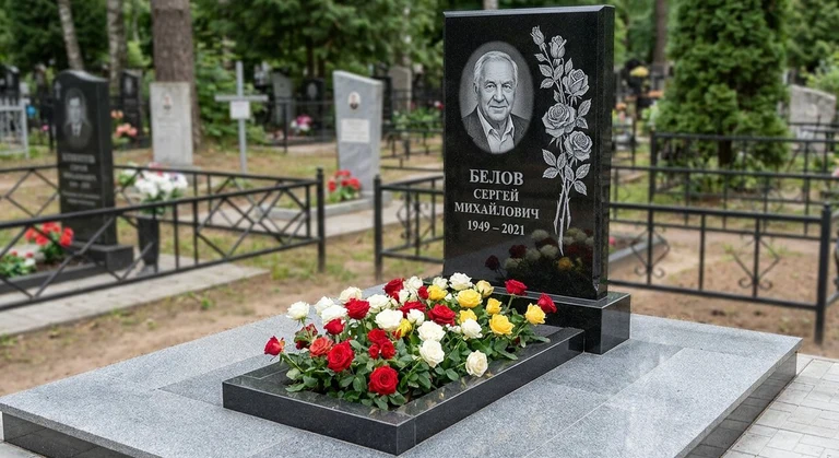 Гравировка цветов на памятник в Салехарде — розы на граните