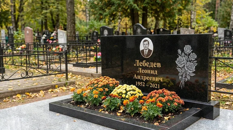 Памятник с гравировкой роз — выполненная работа «Лебедев» в Салехарде