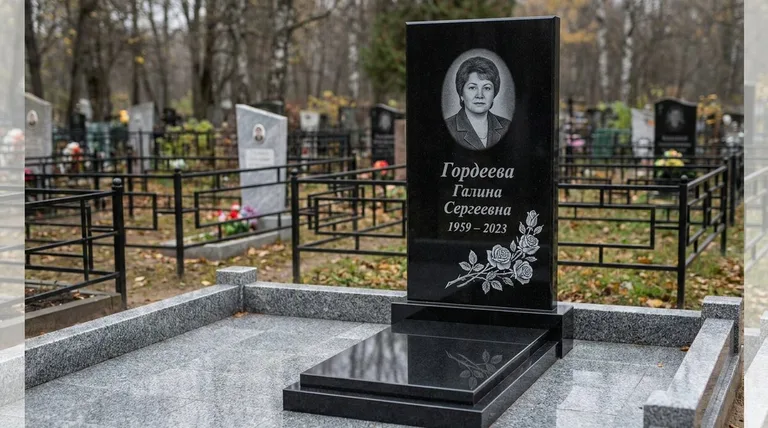 Памятник с гравировкой роз — выполненная работа «Гордеева» в Салехарде