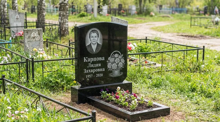 Памятник с гравировкой роз — выполненная работа «Карпова» в Салехарде