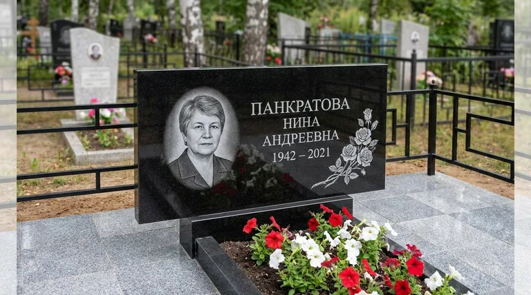 Памятник с гравировкой роз — выполненная работа «Панкратова» в Салехарде