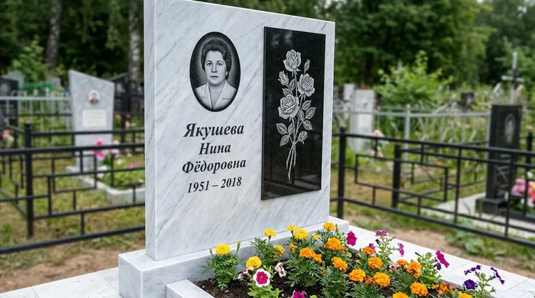 Памятник с гравировкой роз — выполненная работа «Якушева» в Салехарде