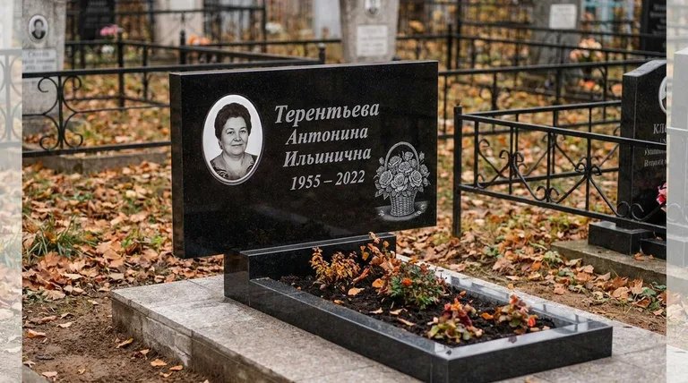 Памятник с гравировкой роз — выполненная работа «Терентьева» в Салехарде