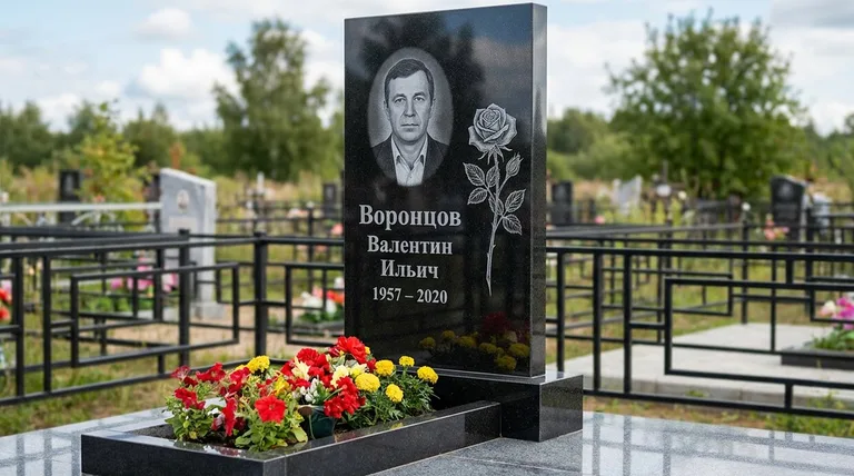 Памятник с гравировкой роз — выполненная работа «Воронцов» в Салехарде