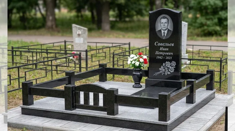 Памятник с гравировкой роз — выполненная работа «Савельев» в Салехарде