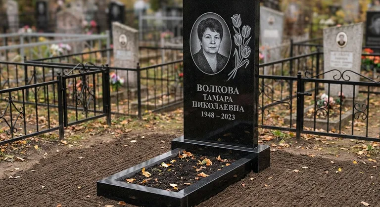 Памятник с гравировкой тюльпанов — выполненная работа «Волкова» в Салехарде