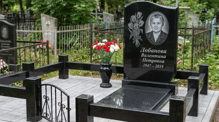 Памятник с гравировкой тюльпанов — выполненная работа «Лобанова» в Салехарде