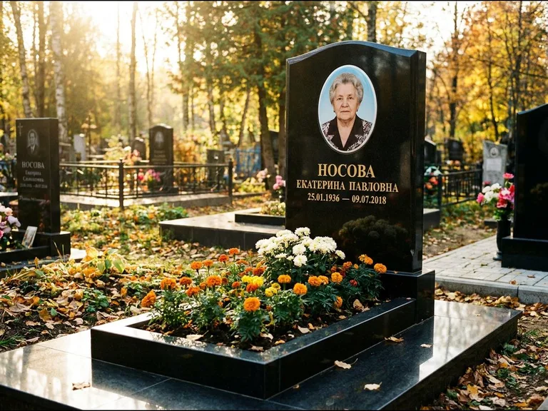 Керамический портрет мужчины на чёрном граните в Салехарде