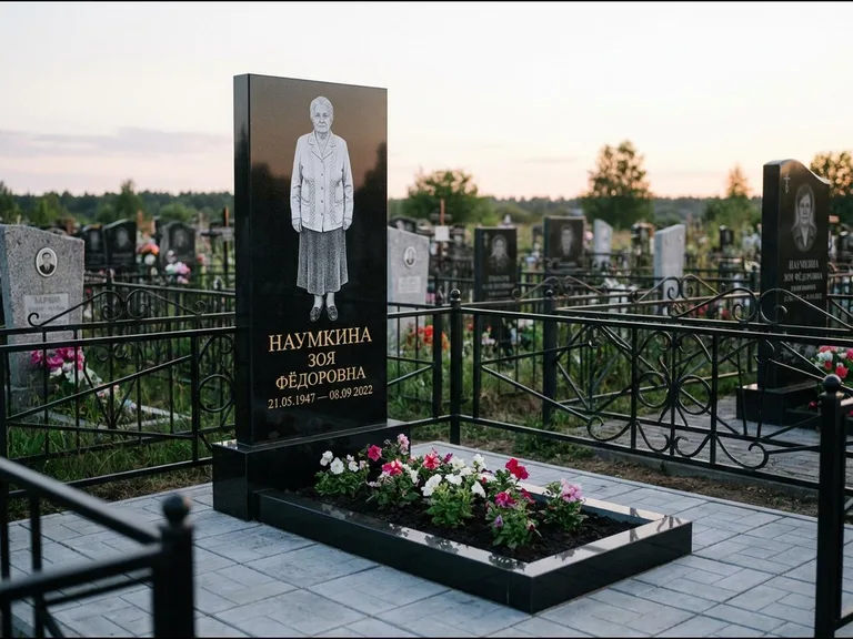Гравировка портрета на чёрном граните — выполненная работа 18 в Салехарде