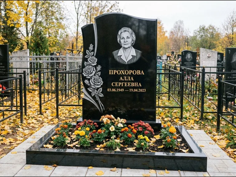 Гравировка портрета на чёрном граните — выполненная работа 20 в Салехарде