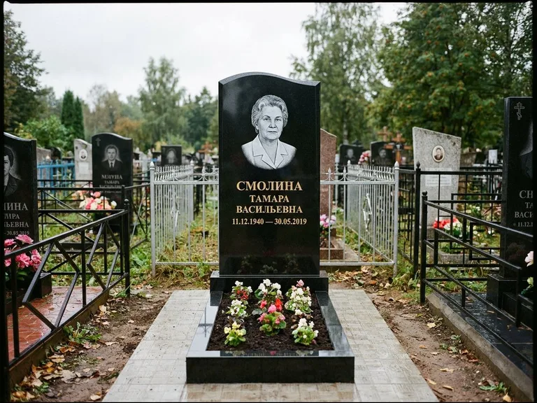 Гравировка портрета на чёрном граните — выполненная работа 22 в Салехарде