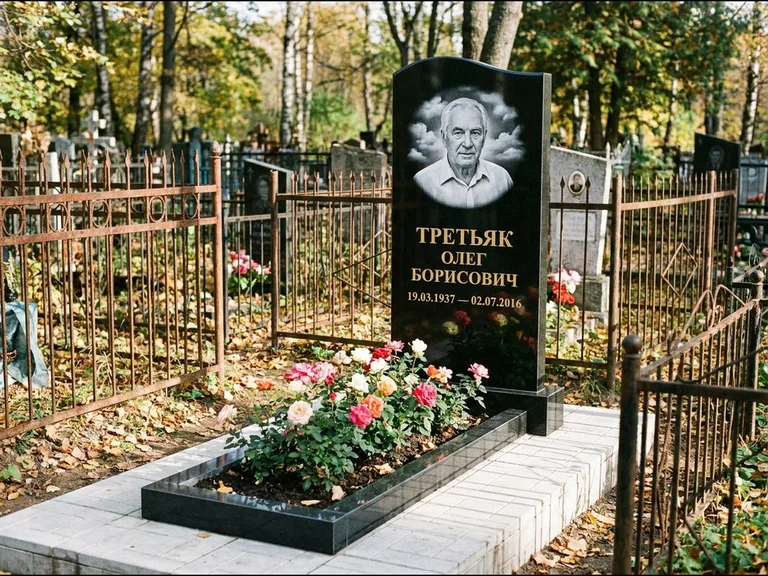 Гравировка портрета на чёрном граните — выполненная работа 23 в Салехарде
