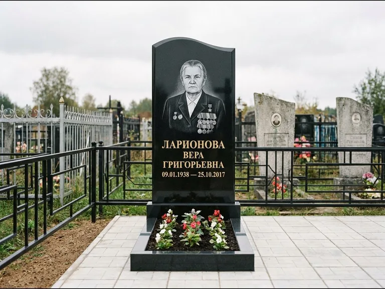Гравировка портрета на чёрном граните — выполненная работа 28 в Салехарде