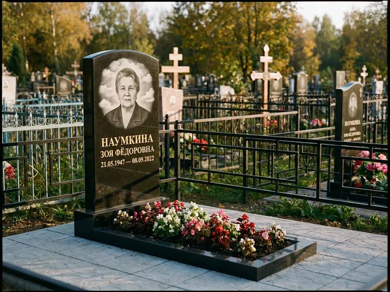 Гравировка портрета на чёрном граните — выполненная работа 30 в Салехарде