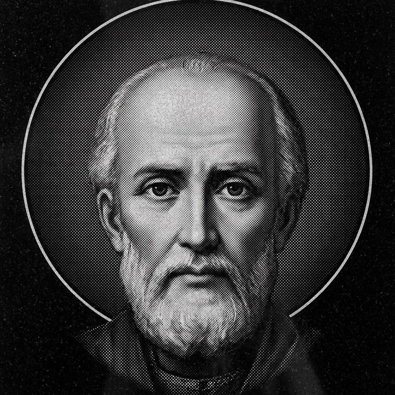 Эскиз иконы: Николай Чудотворец (полутон) — объёмный лик святителя, гравировка на памятник в Салехарде