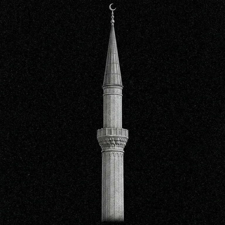 Эскиз: Минарет (фотореализм) — одиночный минарет с полумесяцем в Салехарде