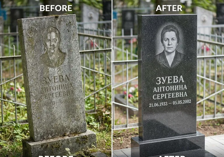 Восстановление сколов кромки гранита: до и после в Салехарде