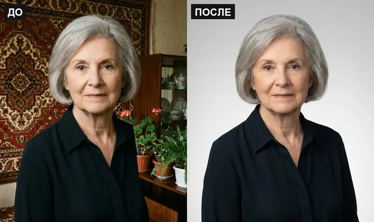 Ретушь фото на памятник — замена фона: до и после в Салехарде