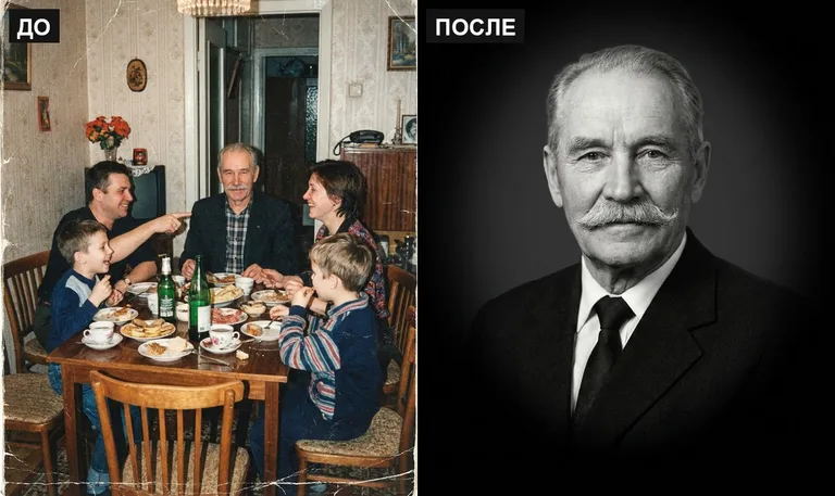 Ретушь фото на памятник — выделение из группового: до и после в Салехарде