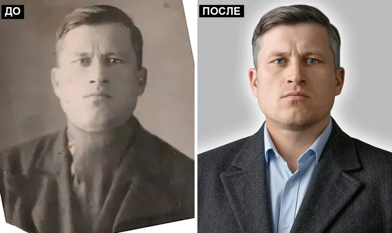 Ретушь фото на памятник — замена одежды: до и после в Салехарде