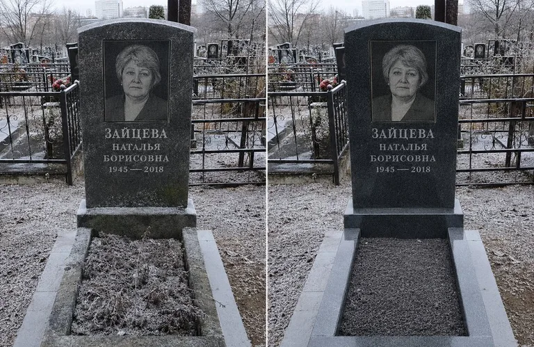Диптих №10: белый мрамор — убраны жёлтые подтёки, восстановлена белизна стелы в Салехарде