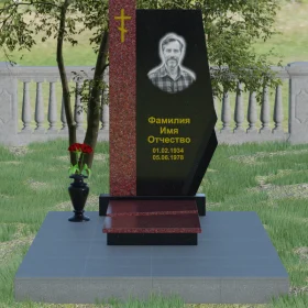 Гранитный православный памятник с крестом и комплексом - П008