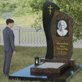 Памятник комбинированный православный с крестом - П028