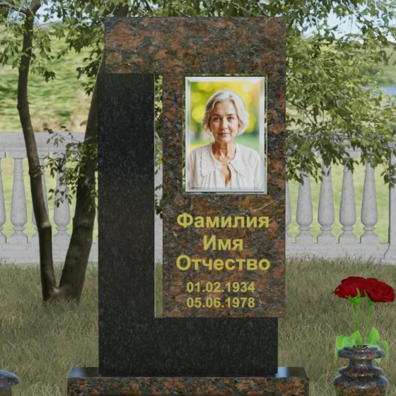 Комбинированный светский памятник вертикальный в Рязани, гранит Дымовский