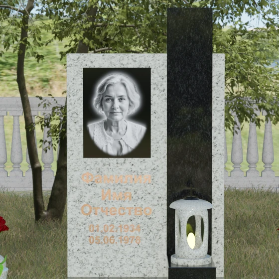 Вертикальный гранитный памятник на могилу во Владивостоке, гранит Мансуровский