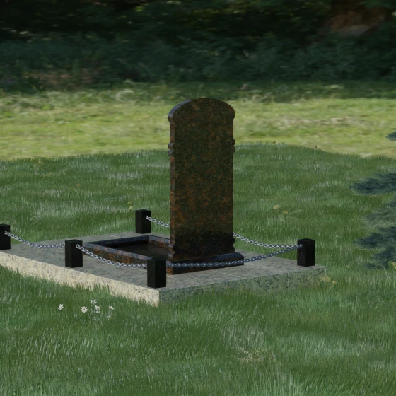 Гранитный вертикальный одиночный памятник в Нижневартовске, гранит Дымовский, вид 3