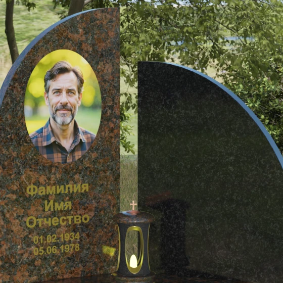 Светский комбинированный памятник вертикальный во Владивостоке, гранит Дымовский