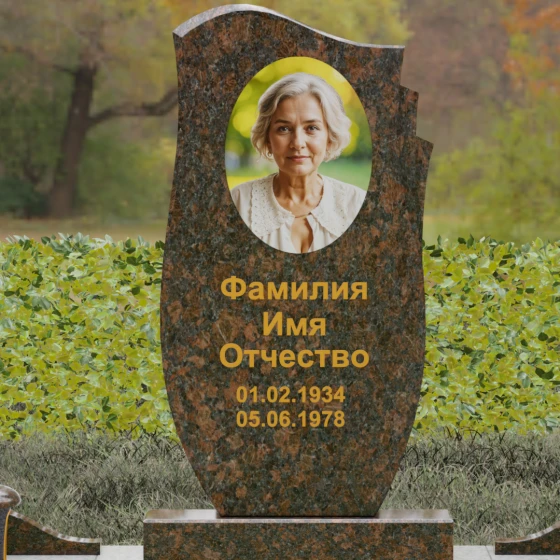 Комбинированный вертикальный памятник в Ставрополе, гранит Дымовский