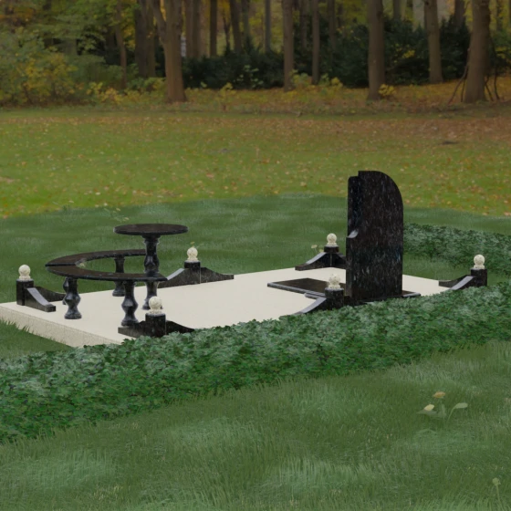 Мемориальный комплекс с величественной стелой, гранит Блю Перл, вид 3