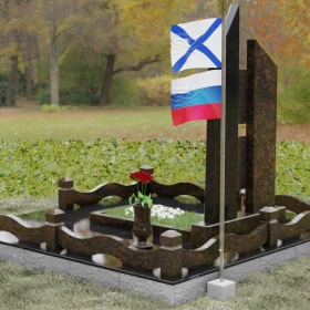 Вертикальный Комбинированный памятник на одного - П186